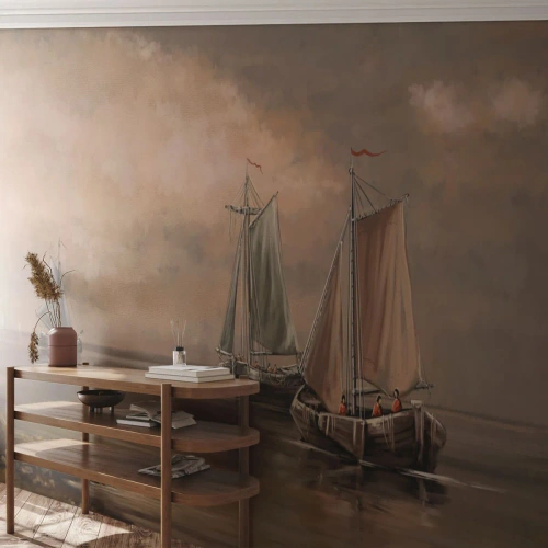 Fotótapéta Premium Sand - A tengerészek visszatérése - Tájkép, Halászhajó, Természet - 350x256 cm