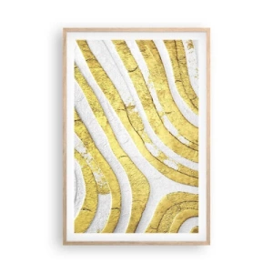 Poszter világos tölgy keretben - Kompozíció fehér és arany színben - 61x91 cm