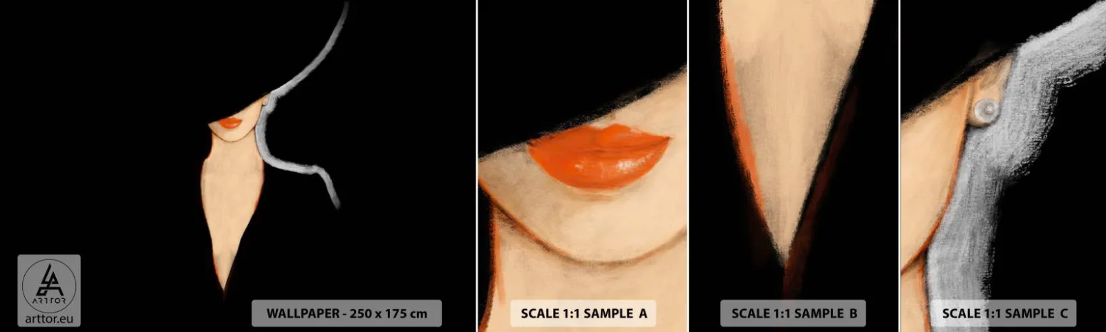 Fotótapéta Minta Öntapadós Deluxe Sticker - Elegancia és stílus - Nő Kalapban, Divat, Darab - 100x30 cm