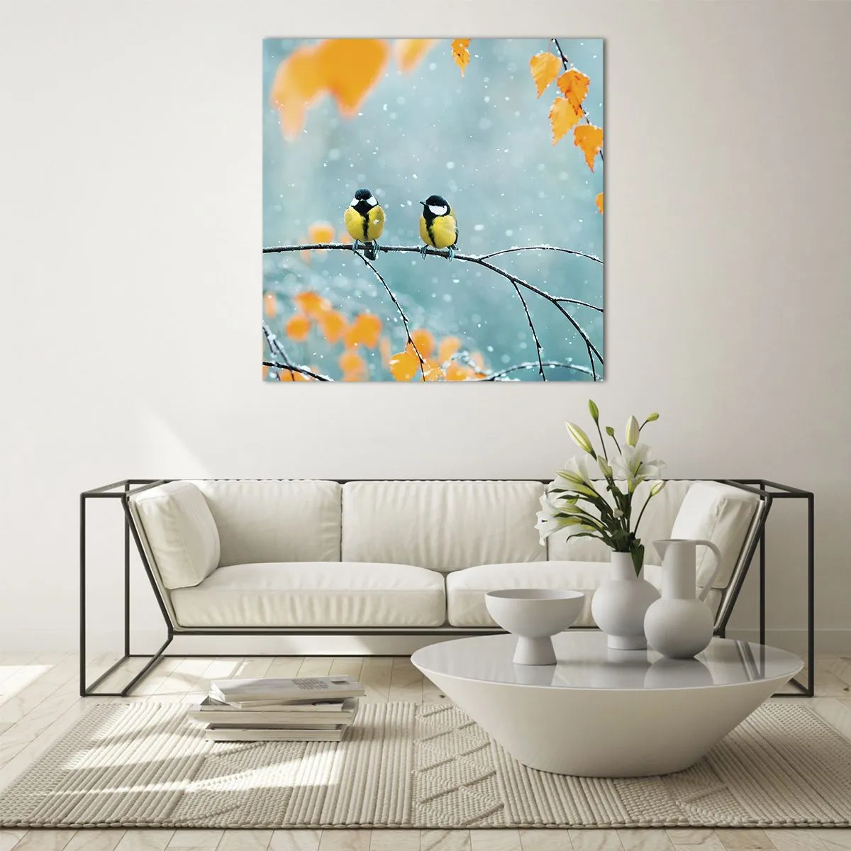 Üveg kép - Madárpletykák - 50x50 cm