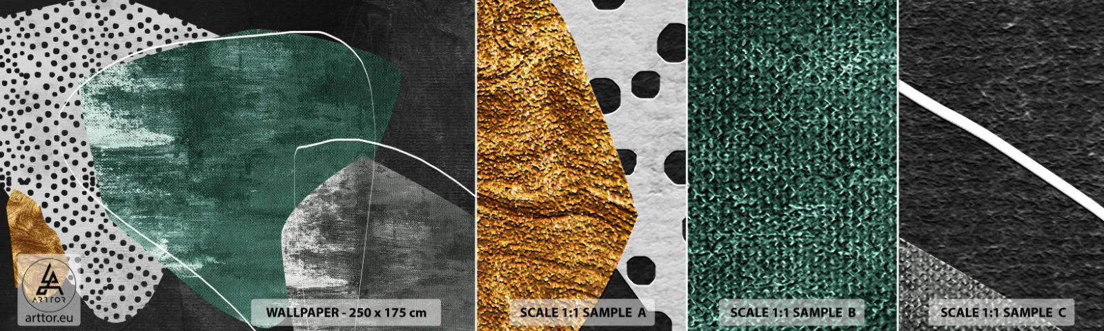 Fotótapéta Minta Standard Eco - Színes absztrakció aranypehellyel - Absztrakció, Struktúra, Kollázs - 100x30 cm