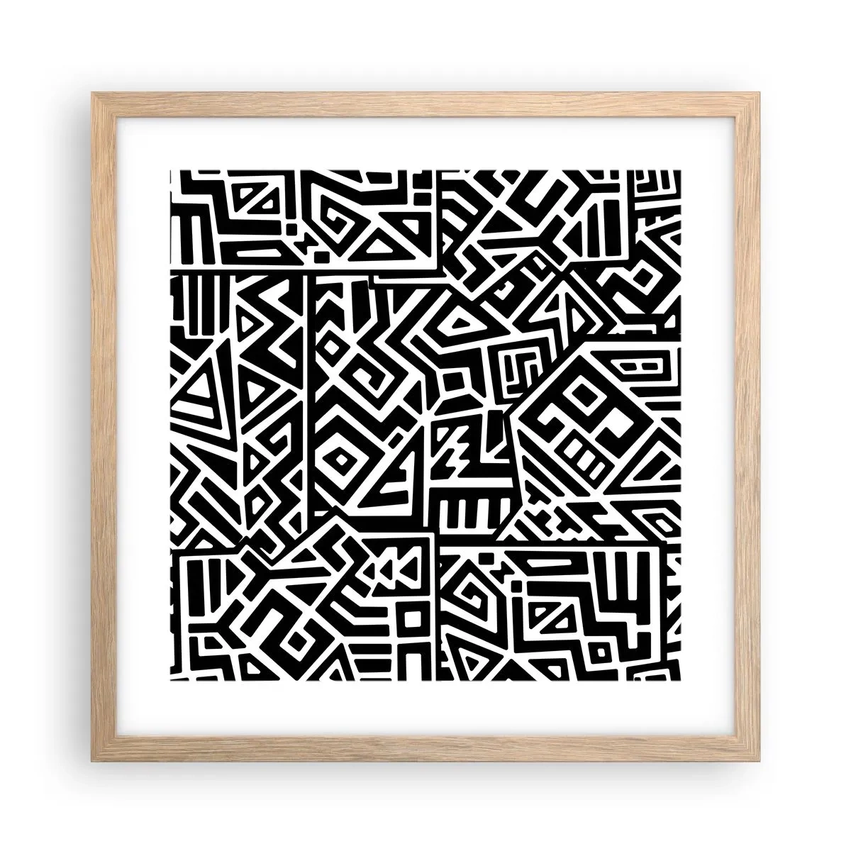 Poszter világos tölgy keretben - Kolumbusz előtti kompozíció - 40x40 cm
