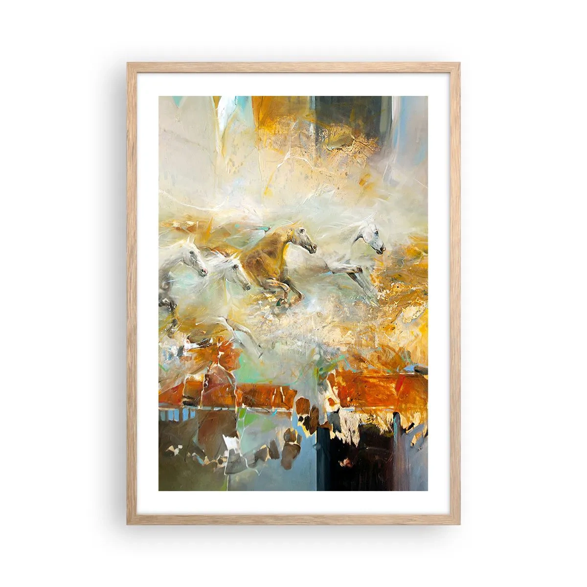 Poszter világos tölgy keretben - Vágta a fényen át - 50x70 cm