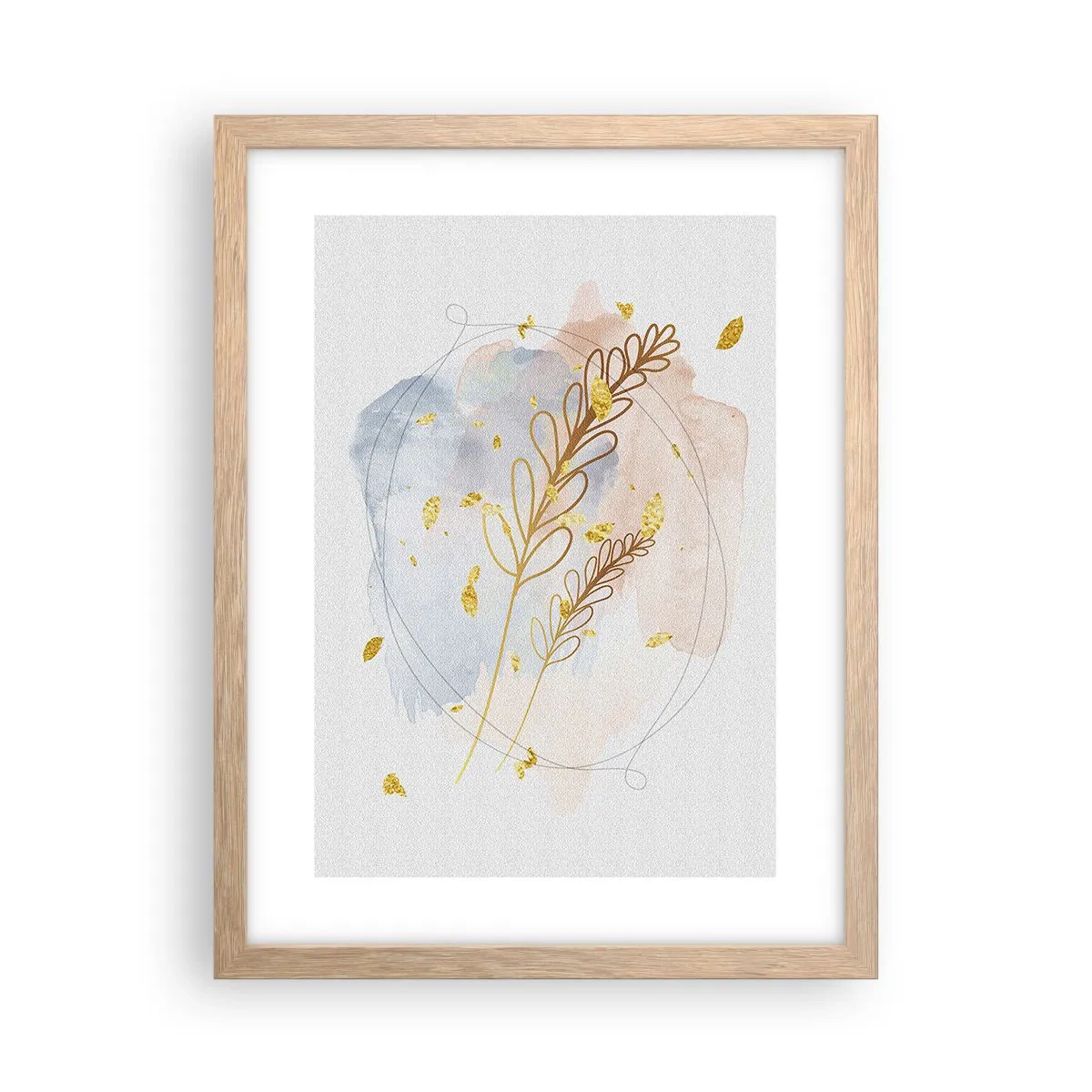 Poszter világos tölgy keretben - Aranyszínű fuvallat - 30x40 cm