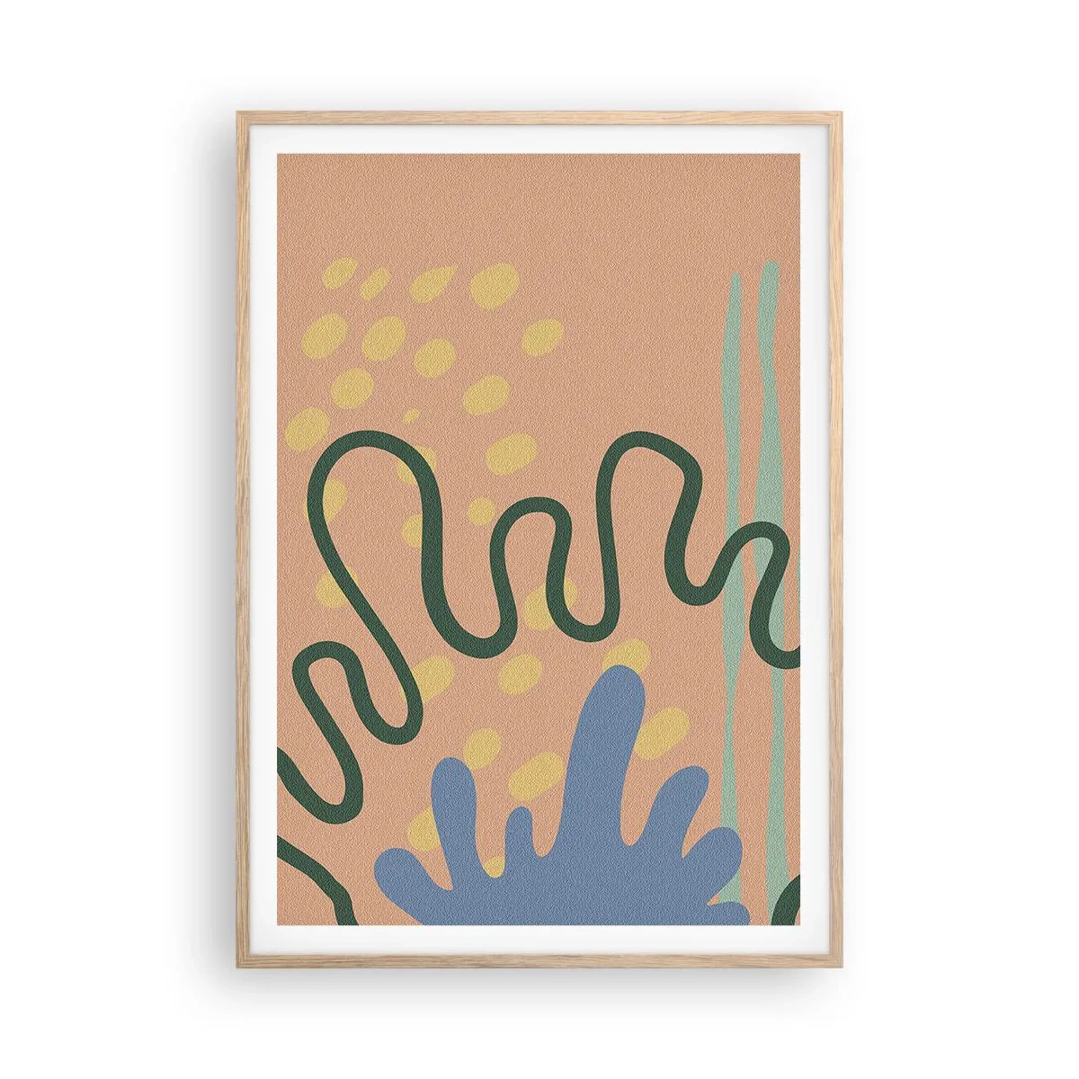 Poszter világos tölgy keretben - Absztrakció: a természet sokszínűsége - 70x100 cm