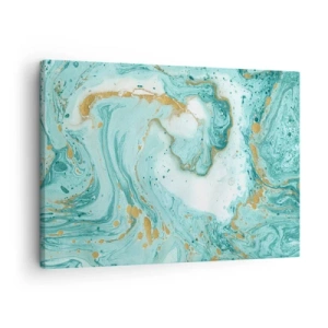 Vászonkép - Türkiz márvány arany díszítéssel absztrakt kompozícióban - 70x50cm - Az Edo-korszak nagy hulláma alatt - Modern fali dekoráció nappalihoz és hálószobához ARTTOR