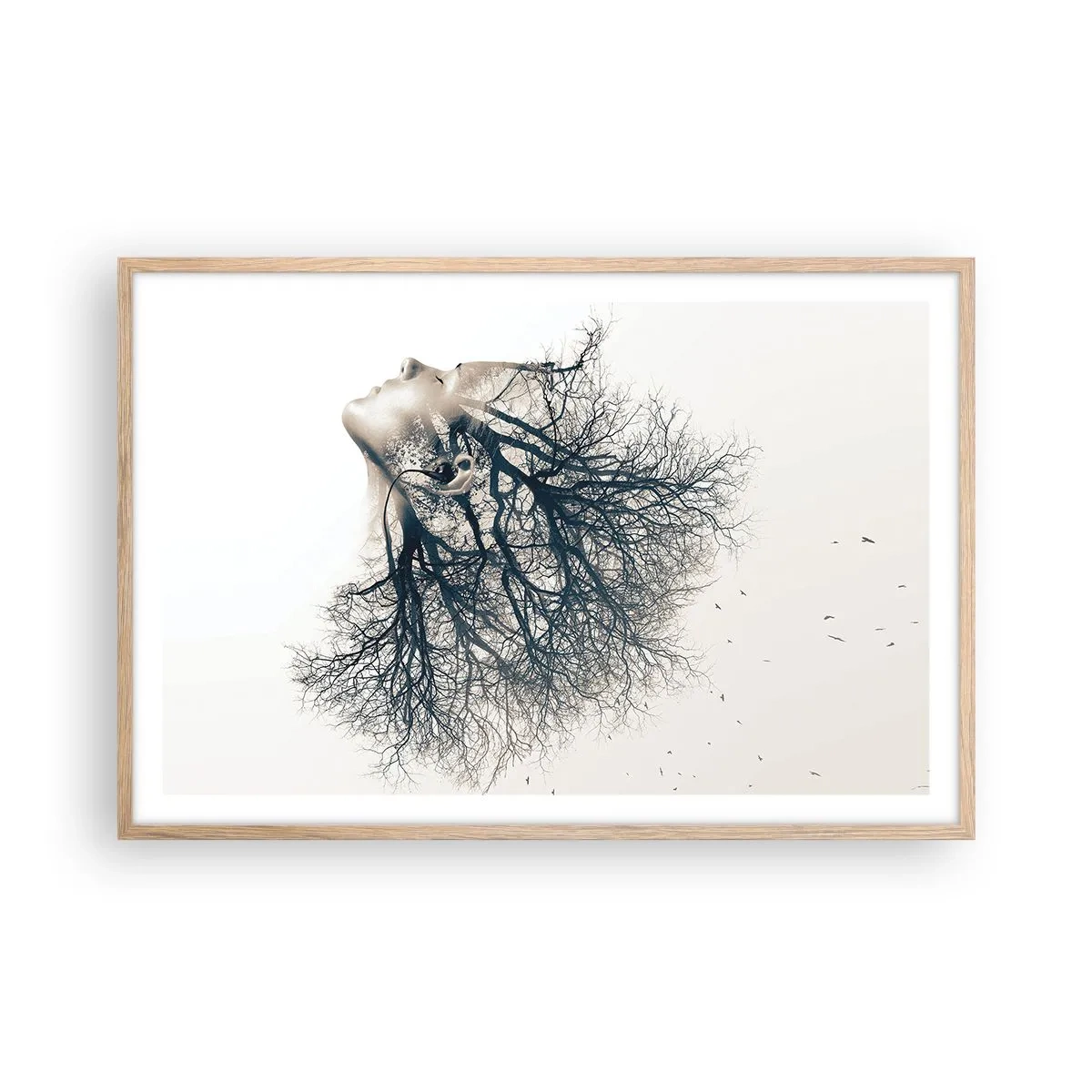 Poszter világos tölgy keretben - Hallgatva a fa suttogását - 91x61 cm