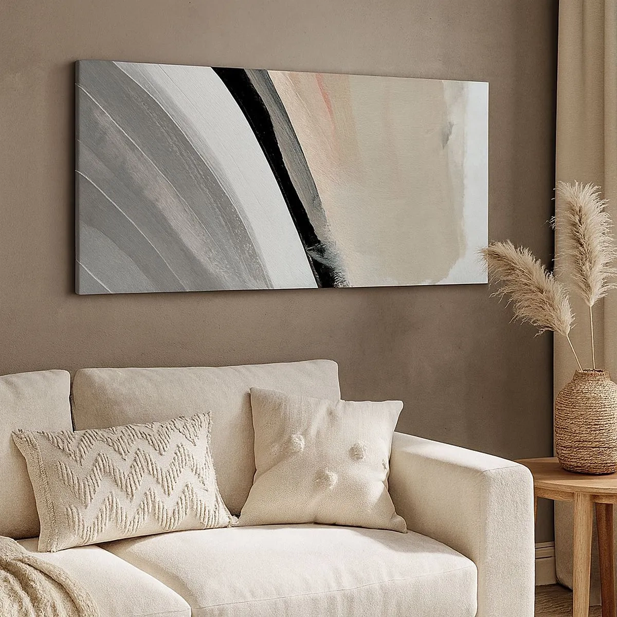 Vászonkép - Kompozíció: a fekete és szürke íve - 100x40 cm