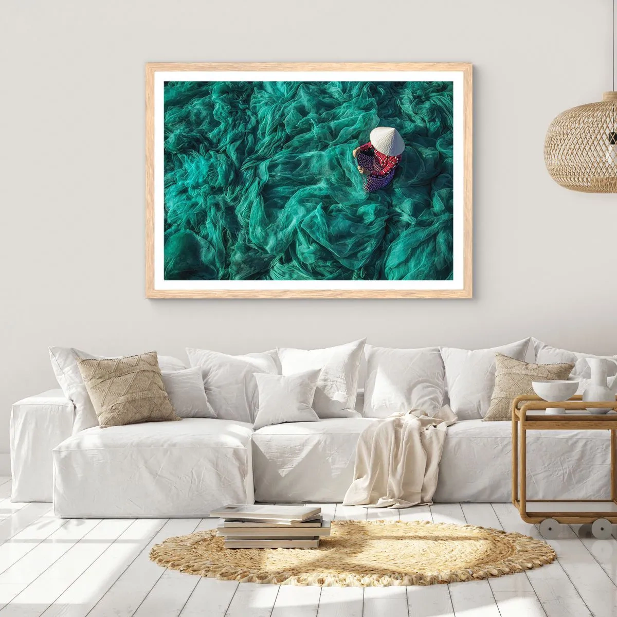 Poszter világos tölgy keretben - A hálók tengerében - 50x40 cm