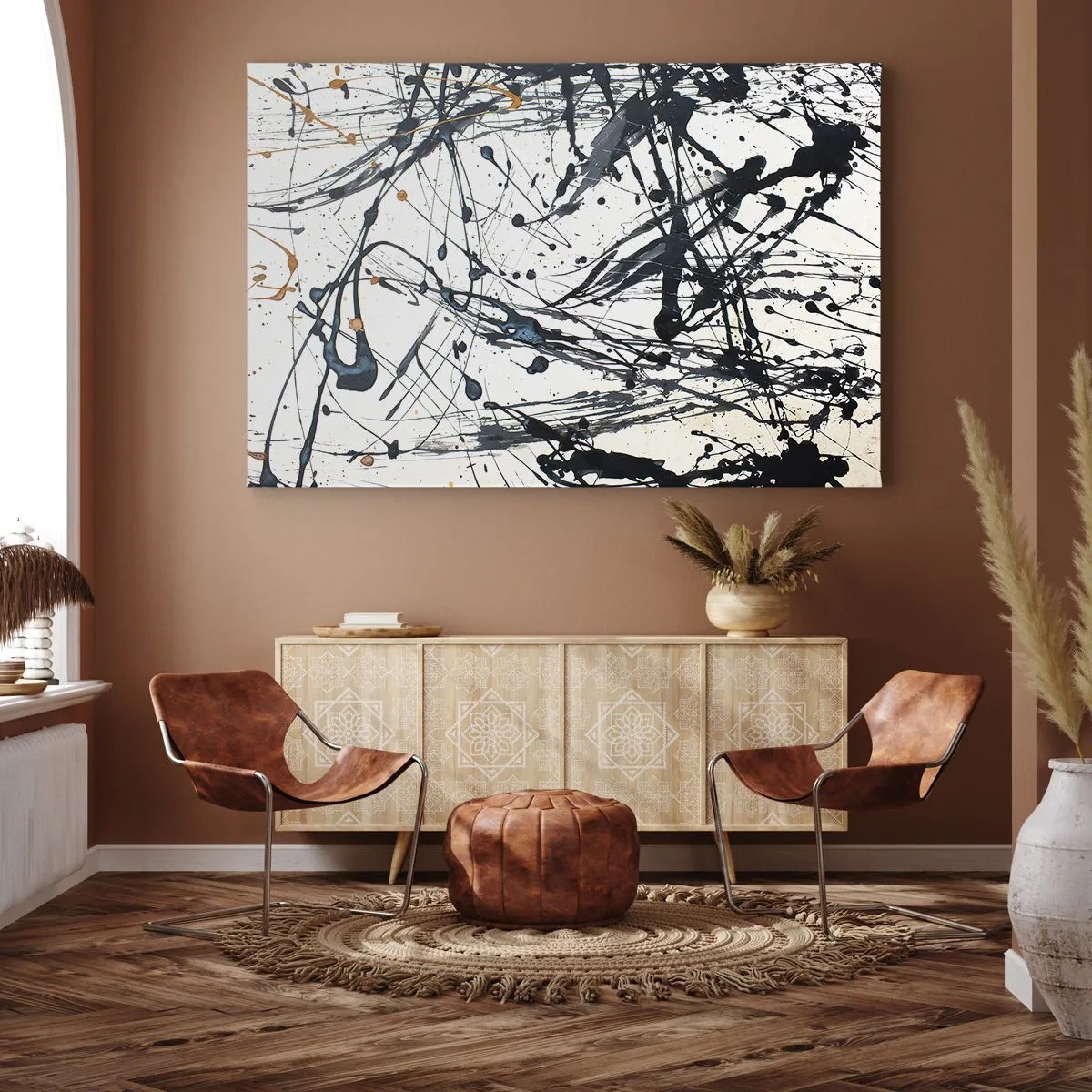 Vászonkép - Absztrakt festészeti minta dinamikus vonalakkal és foltokkal - 70x50cm - Van értelme vagy nincs értelme? - Modern fali dekoráció nappalihoz és hálószobához ARTTOR