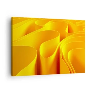 Vászonkép - Sárga absztrakt hullámok, amelyek napsugarakra emlékeztetnek - 70x50cm - Mint a nap hullámai - Modern fali dekoráció nappalihoz és hálószobához ARTTOR