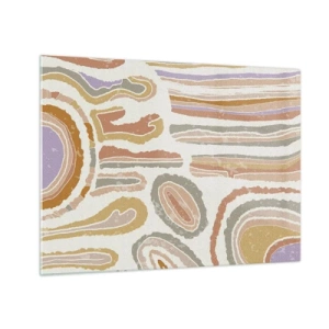 Üveg kép - Színes absztrakt formák, amelyek ásványi keresztmetszetekre hasonlítanak - 70x50cm - Színes keresztmetszetek - Modern fali dekoráció nappalihoz és hálószobához ARTTOR