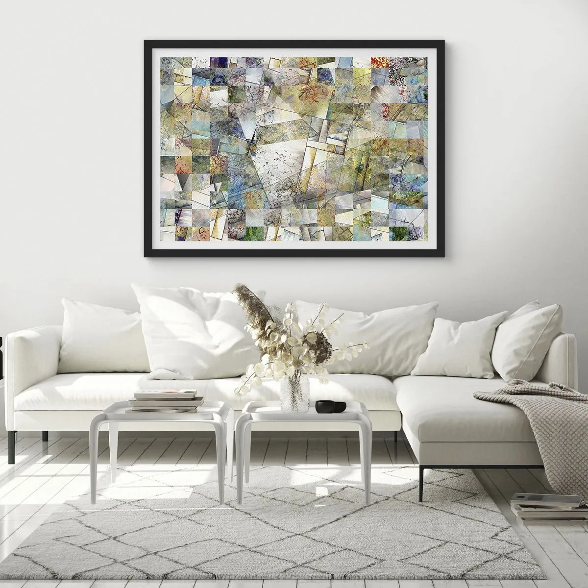 Poszter fehér keretben - Geometrikus átrendeződés - 91x61 cm