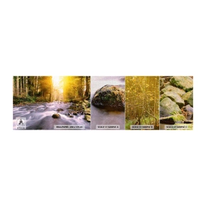 Fotótapéta Minta Premium Canvas - Malachit ezüst és arany keretben - Tájkép, Hegyi patak, Erdő - 100x30 cm