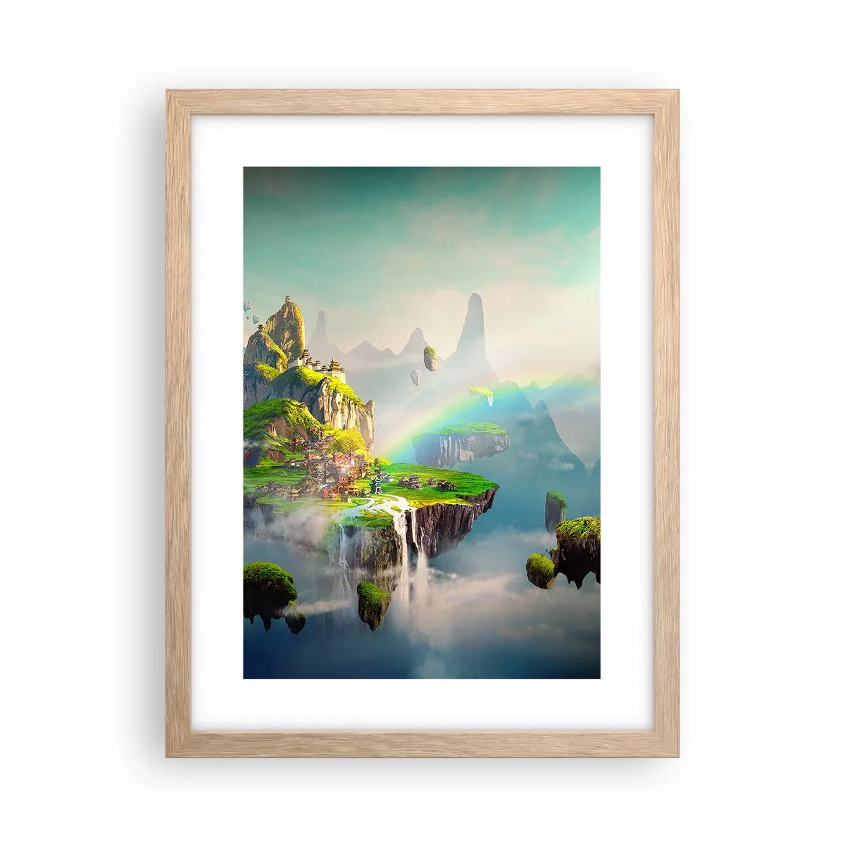 Poszter világos tölgy keretben - Az ég közepén - boldog szigetek - 30x40 cm