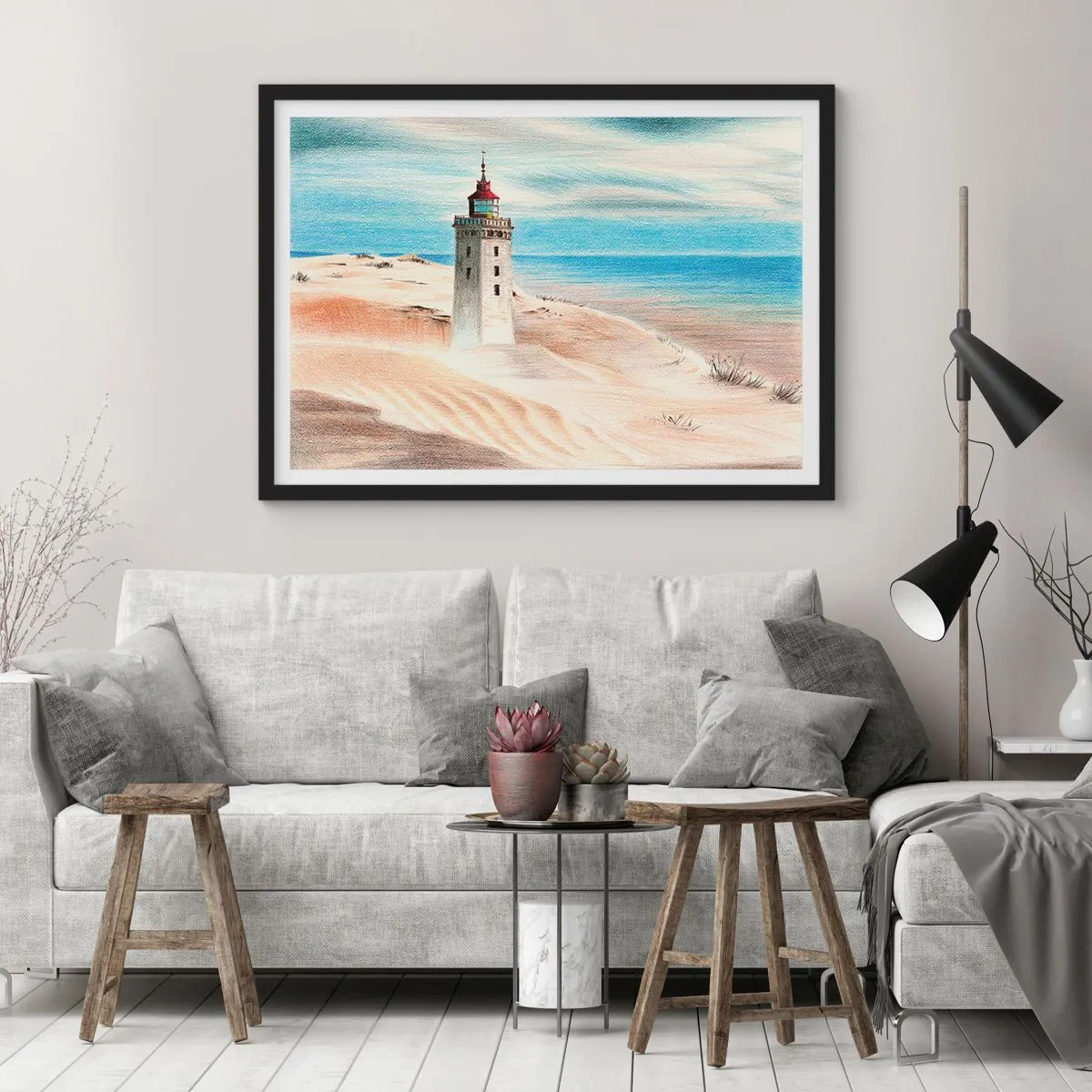 Poszter fehér keretben - Mindig a tengert bámulva - 100x70 cm