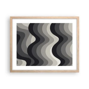 Poszter világos tölgy keretben - Hullám a hullám után - 50x40 cm