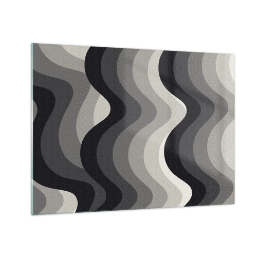 Üveg kép - A szürke árnyalatú hullámok ritmikus, geometrikus mintázatot hoznak létre - 70x50cm - Hullám a hullám után - Modern fali dekoráció nappalihoz és hálószobához ARTTOR