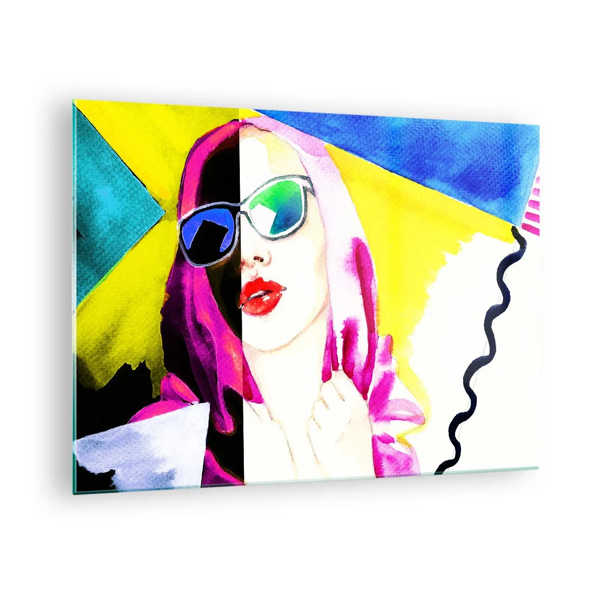 Üveg kép - Nő portréja színes pop-art stílusban - 70x50cm - Nem vagyok fehér és nem vagyok fekete - Modern fali dekoráció nappalihoz és hálószobához ARTTOR