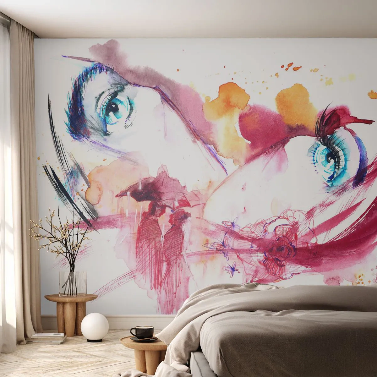 Fotótapéta Premium Canvas - A világ a közelségben virágzik - Absztrakció, Női Arc, Női Szemek - 200x140 cm