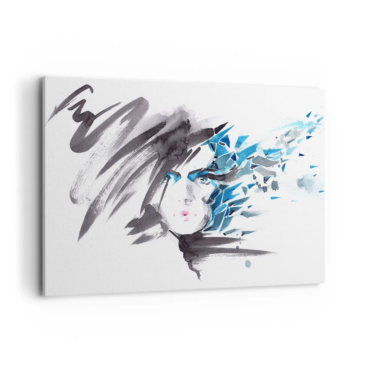 Vászonkép - Érzéki portré szürkében és kékben - 100x70 cm