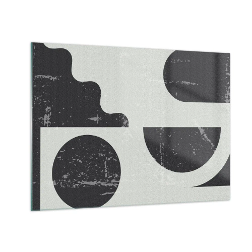 Üveg kép - Absztrakt geometrikus grafika horzsolásokkal - 70x50cm - Kompozíció fent és lent - Modern fali dekoráció nappalihoz és hálószobához ARTTOR