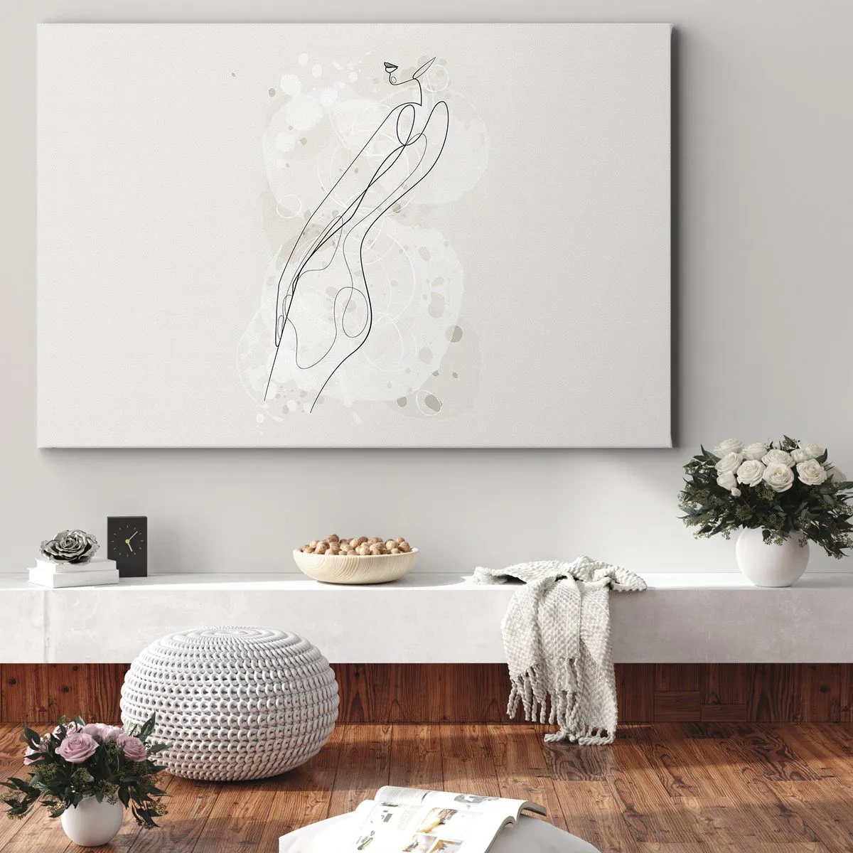 Vászonkép - Finom sziluett vázlat minimalista stílusban - 70x50cm - Eltévedni nézésben - Modern fali dekoráció nappalihoz és hálószobához ARTTOR