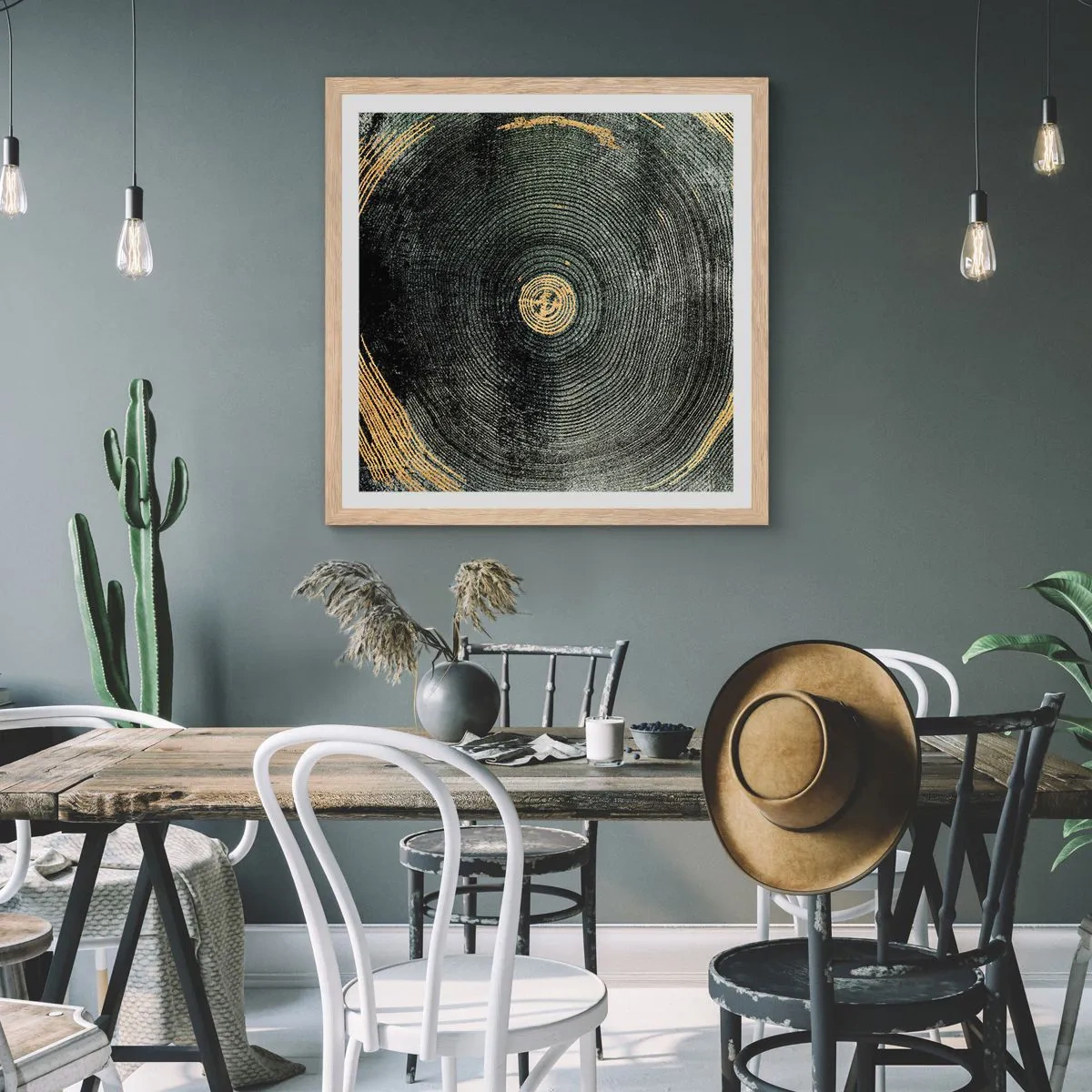Poszter világos tölgy keretben - Változás és időtartam - 60x60 cm