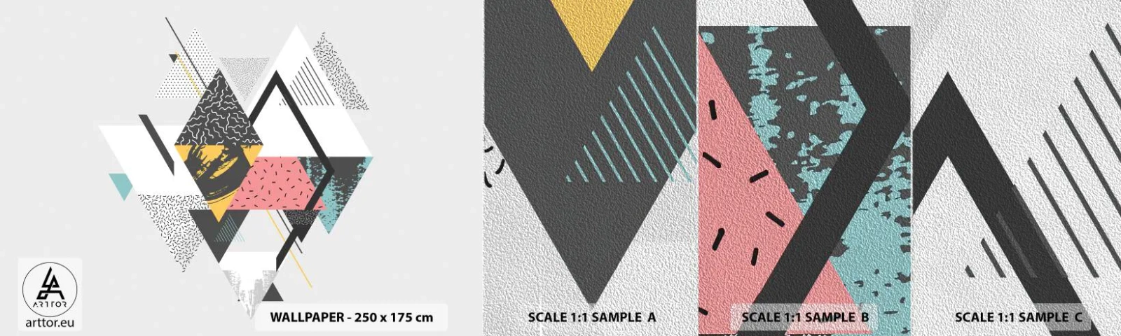 Fotótapéta Minta Premium Sand - Variáció háromszögön és rombuszon - Absztrakció, Darab, Háromszögek - 100x30 cm