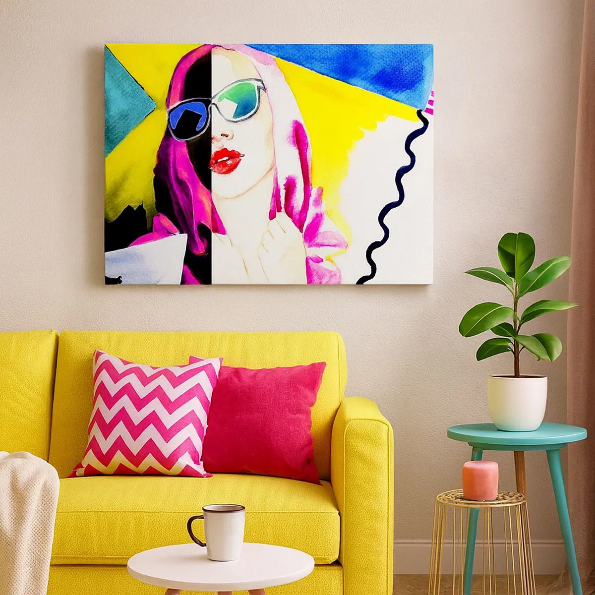 Vászonkép - Színes portré egy napszemüveget viselő nőről - 70x50cm - Nem vagyok fehér és nem vagyok fekete - Modern fali dekoráció nappalihoz és hálószobához ARTTOR