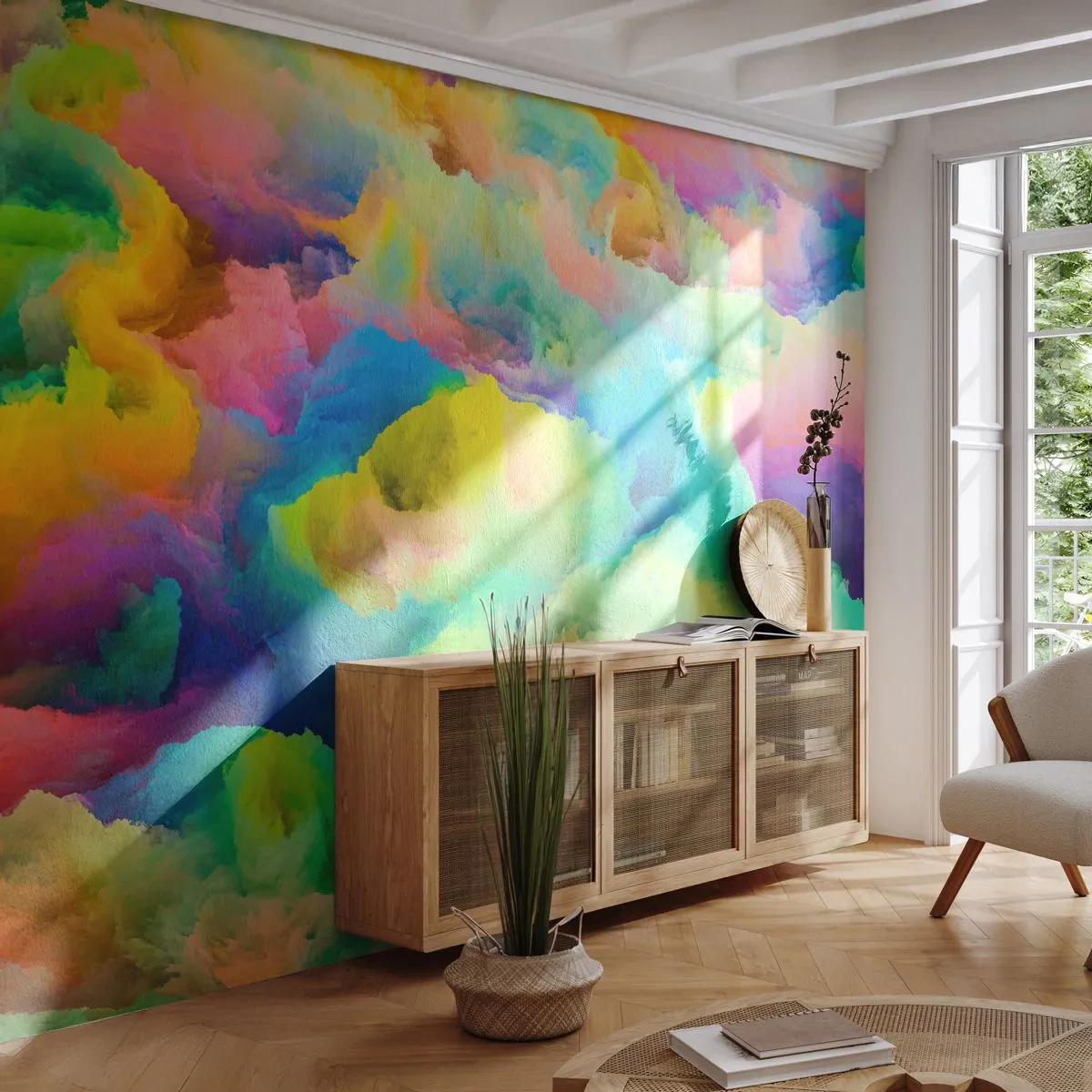 Fotótapéta Premium Canvas - Szivárványos pehely - Absztrakció, Darab, Pasztell színek - 400x280 cm