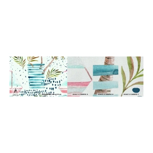 Fotótapéta Minta Premium Canvas - Nyaralás pálmafák alatt - Akvarellek, Kókuszpálma, Vitorlás - 100x30 cm