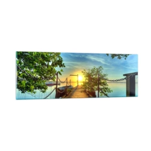 Üveg kép - Naplemente a víz felett - 90x30 cm