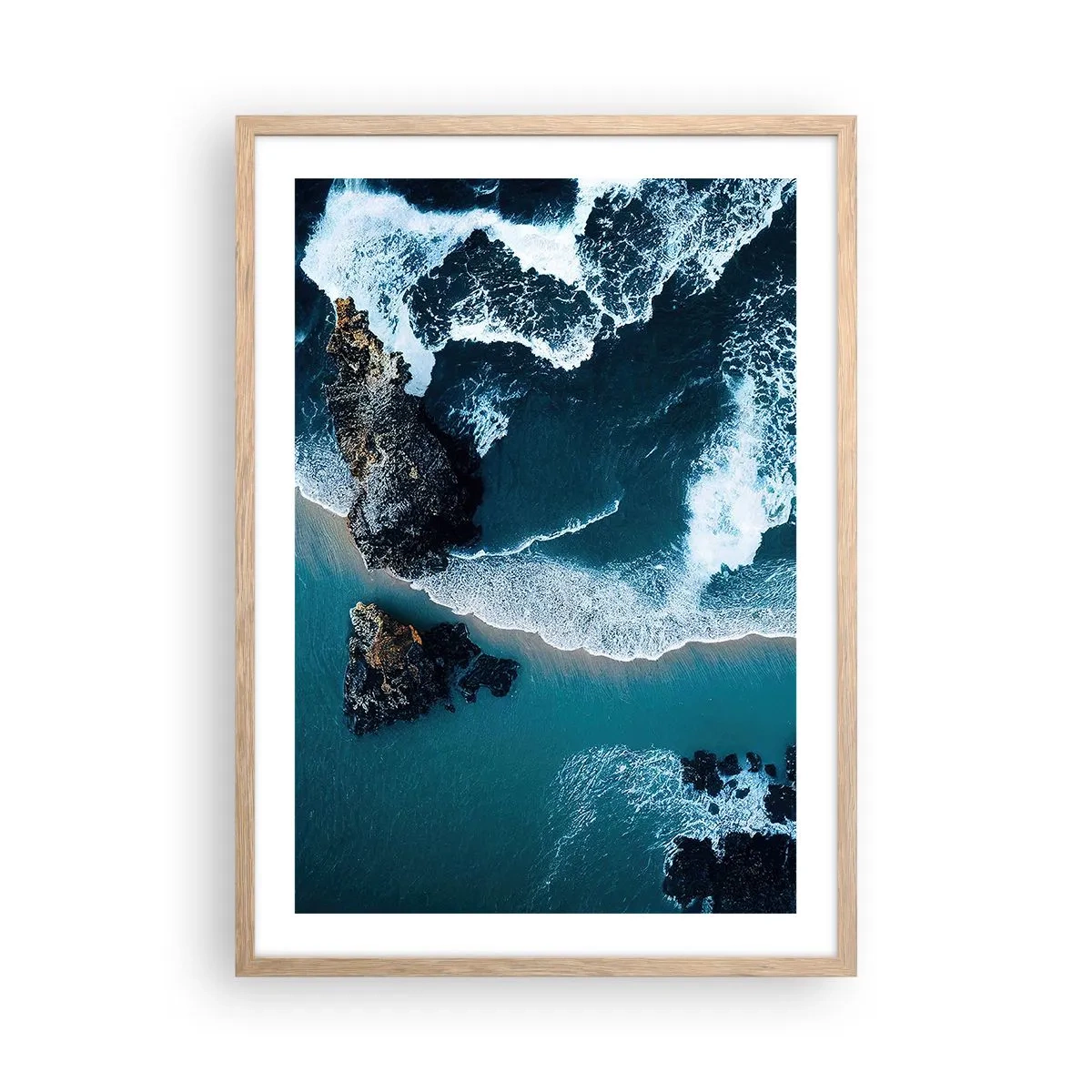 Poszter világos tölgy keretben - Hullámokba burkolózva - 50x70 cm