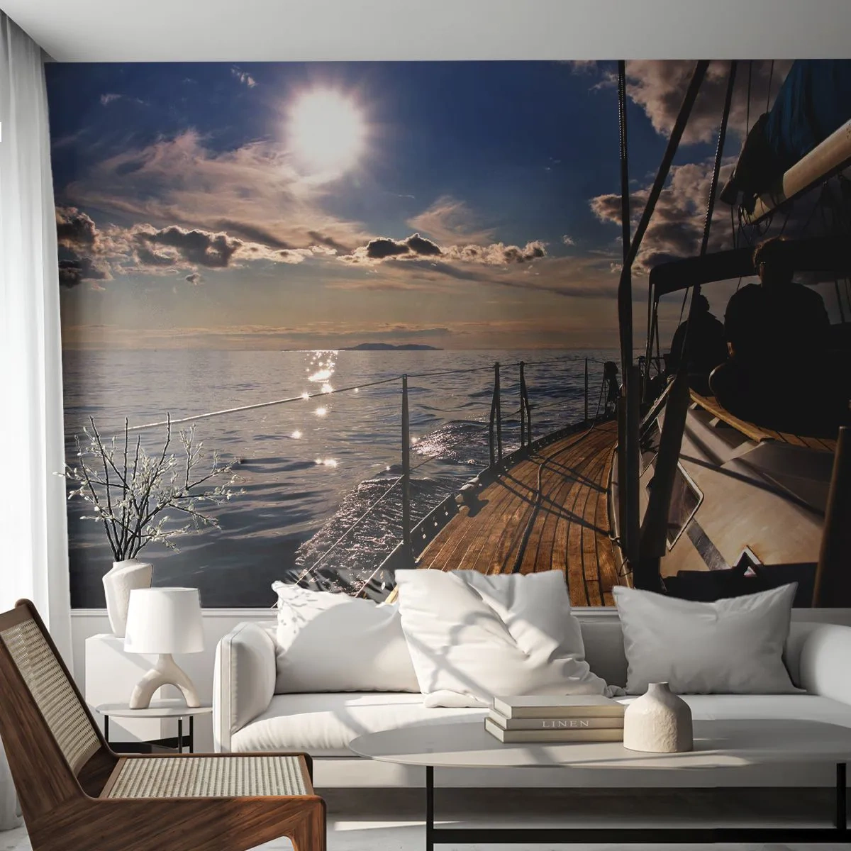 Fotótapéta Premium Sand - Vitorlázás a nap felé - Tengeri, Jacht, Tenger - 100x70 cm