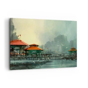 Vászonkép - Napsütéses nap a kikötőben - 100x70 cm