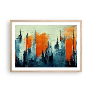 Poszter világos tölgy keretben - Kortárs tájkép - 70x50 cm