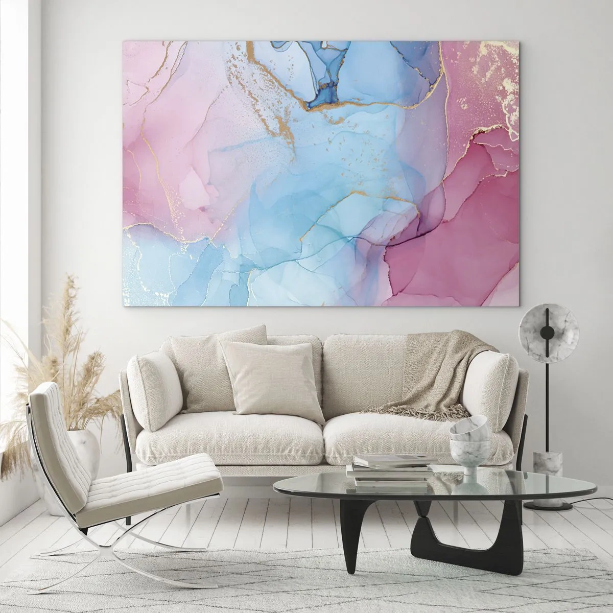 Üveg kép - Találkozás és egymásba hatolás - 70x50cm - Találkozás és átjutás - Modern fali dekoráció nappalihoz és hálószobához ARTTOR