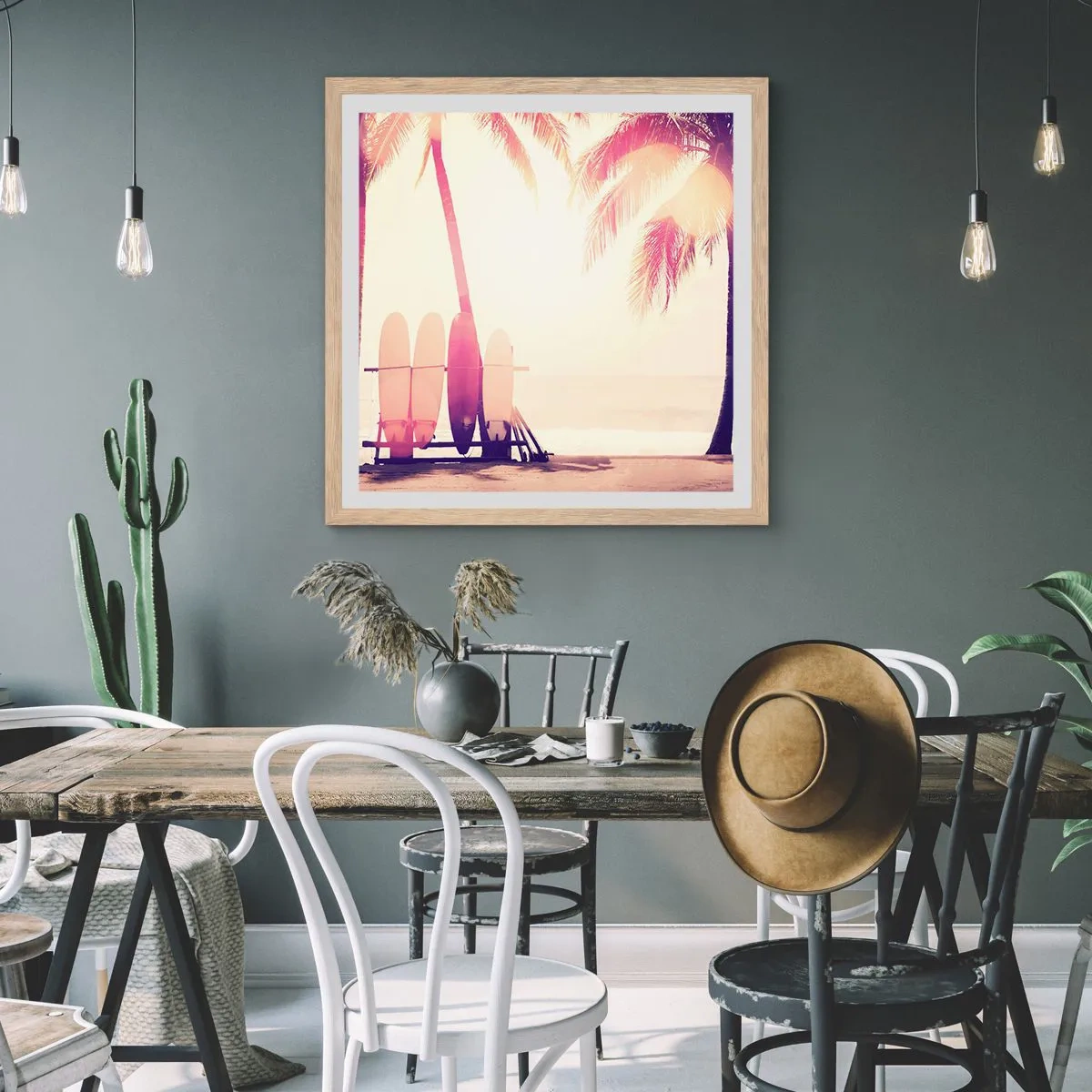 Poszter világos tölgy keretben - Ez remek nap lesz - 40x40 cm