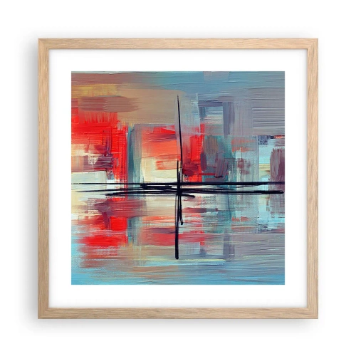 Poszter világos tölgy keretben - Tájkép egy ismeretlen dimenzióban - 40x40 cm