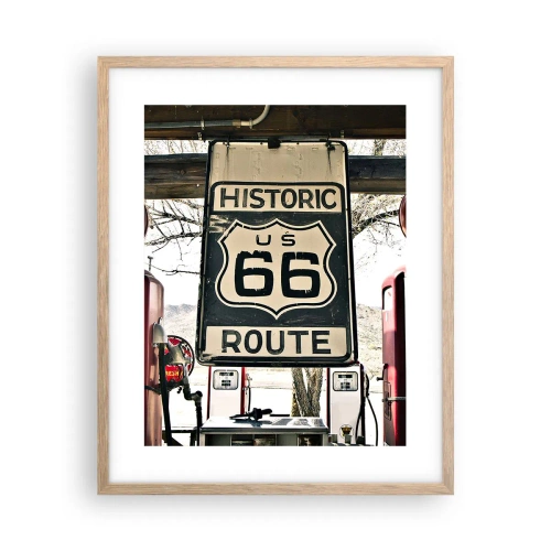 Poszter világos tölgy keretben - Amerikai retro utazás - 40x50 cm