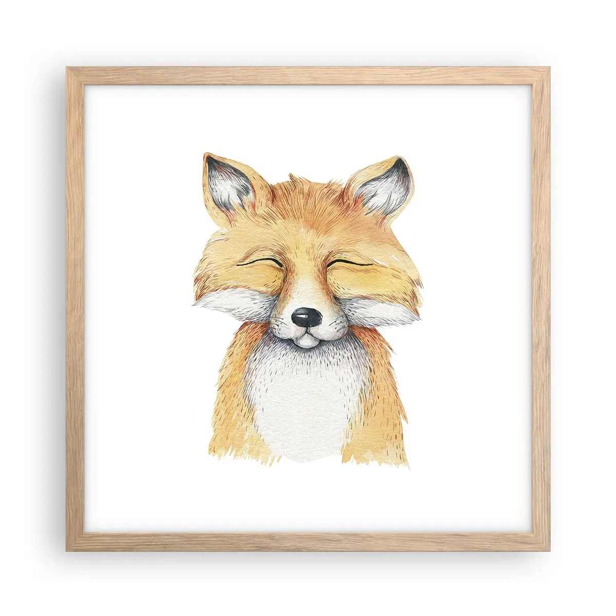 Poszter világos tölgy keretben - Róka hangulatok - 40x40 cm