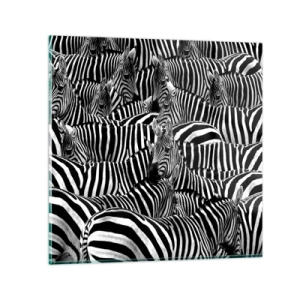 Üveg kép - Csoportos, csíkos portré - 50x50 cm