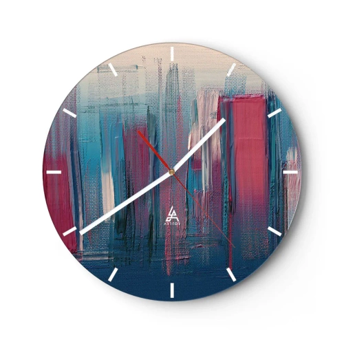 Falióra, Óra - Függőleges kompozíció kék és piros színekben - 40x40 cm