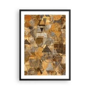 Poszter fehér keretben - Arany absztrakt geometrikus kompozíció - 50x70cm - Formában a világ - Modern fali dekoráció nappalihoz és hálószobához ARTTOR