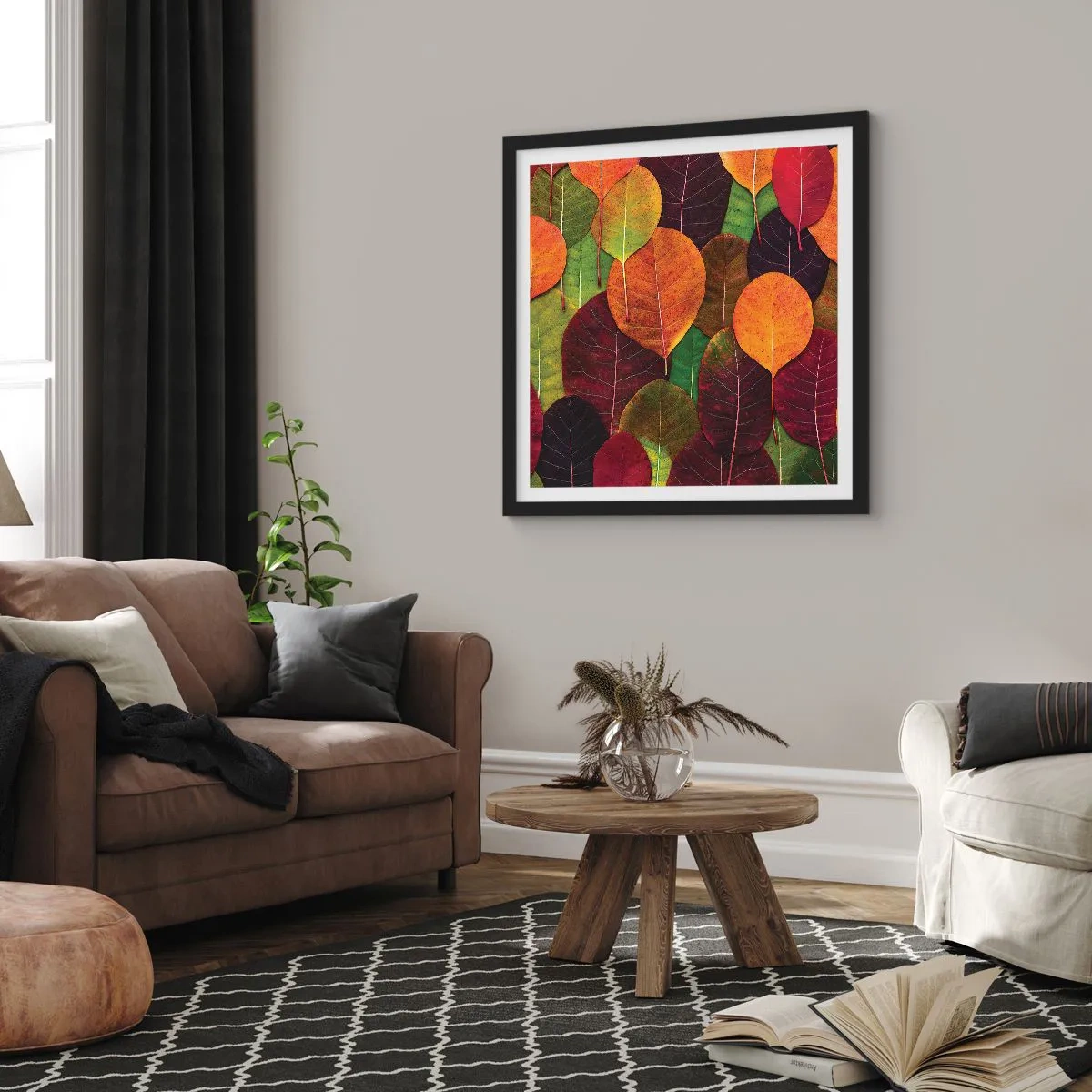 Poszter fehér keretben - Őszi mozaik - 30x30 cm
