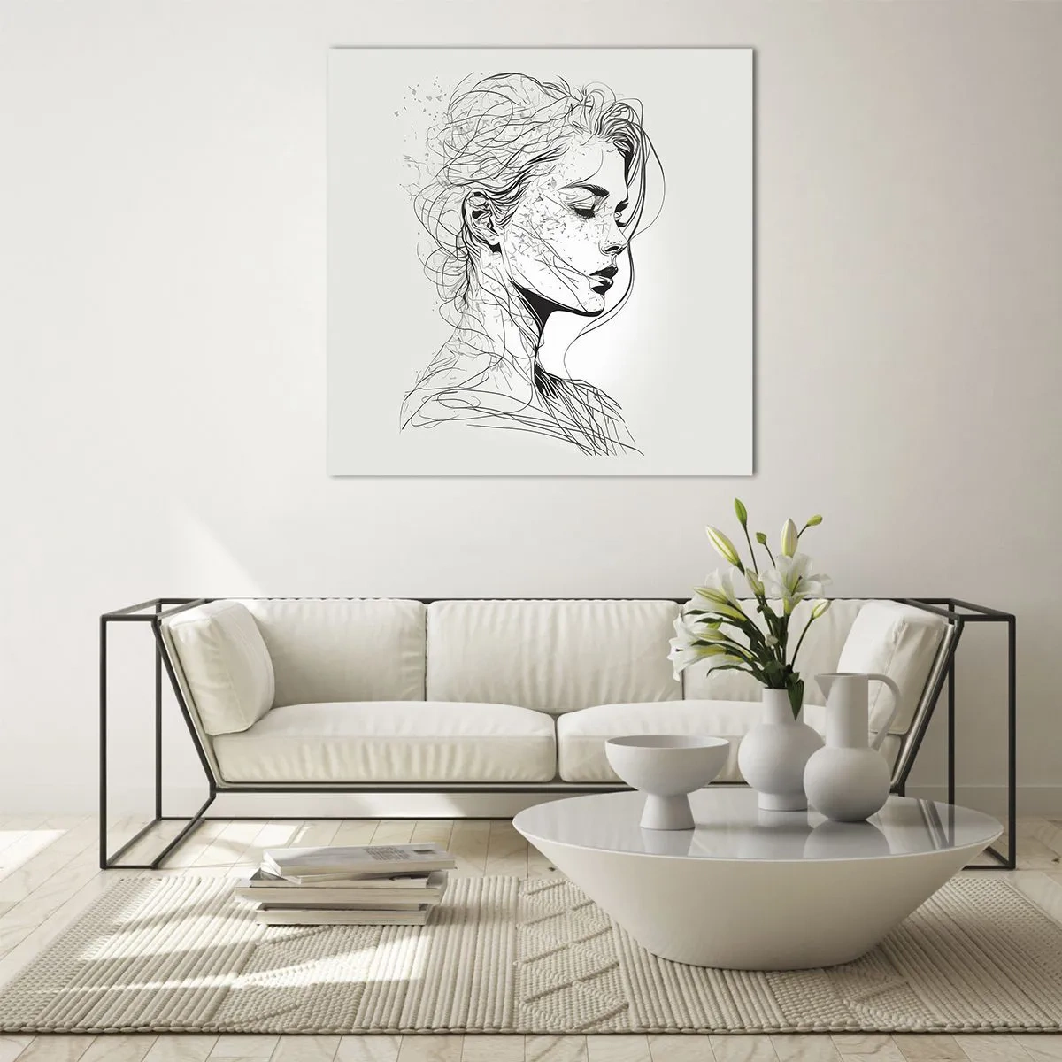 Üveg kép - Portré álmodozásban - 50x50 cm