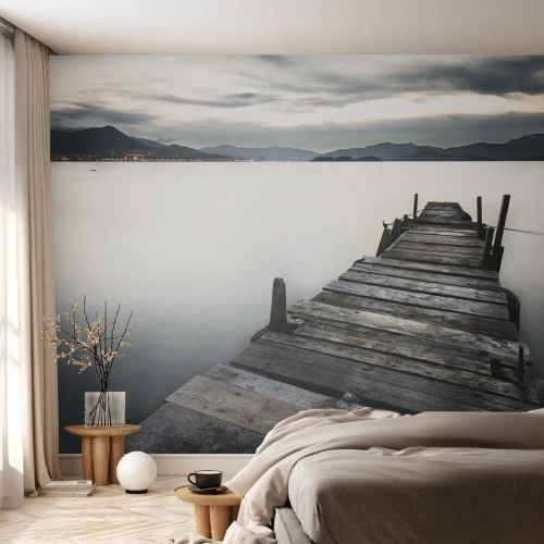 Fotótapéta Premium Canvas - Merüljön el a békében - Tájkép, Tó, Fa híd - 250x175 cm