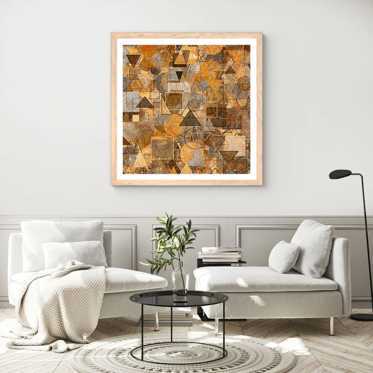 Poszter világos tölgy keretben - Formában a világ - 50x50 cm