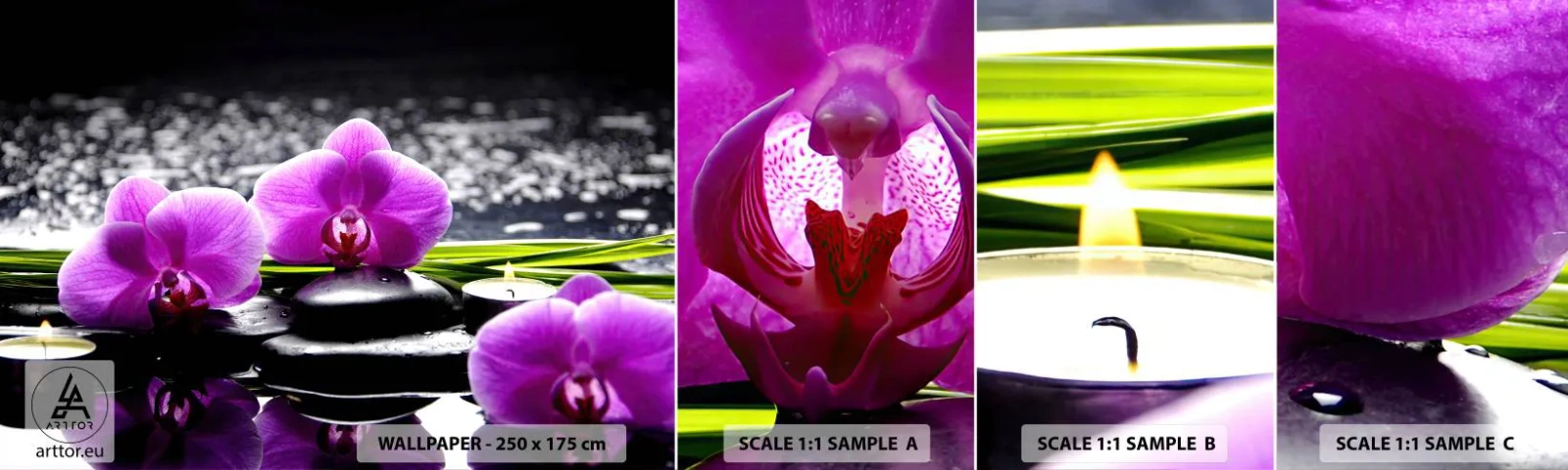 Fotótapéta Minta Öntapadós Deluxe Sticker - Elmerülni a békében és a csendben - Virágok, Orchidea, Orchidea - 100x30 cm